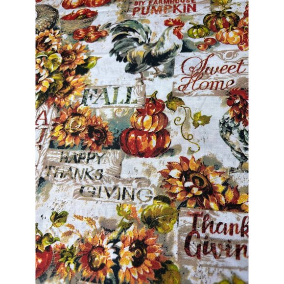 Thanksgiving-Themed Cotton Fabric 25"x44" Joann Roosters Pumpkins Sunflowers Des - Picture 8 of 12
